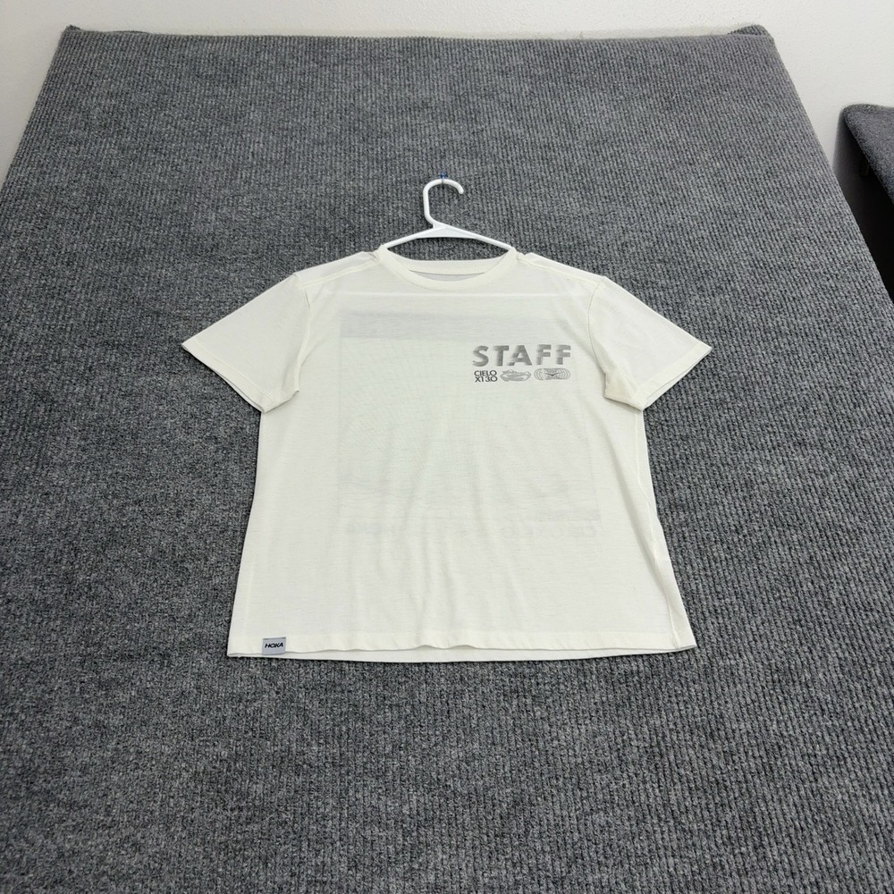 Hoka T Shirt Mens L Off White Recycled Polyester Cielo X1 3.0 Staff Graphic Tee